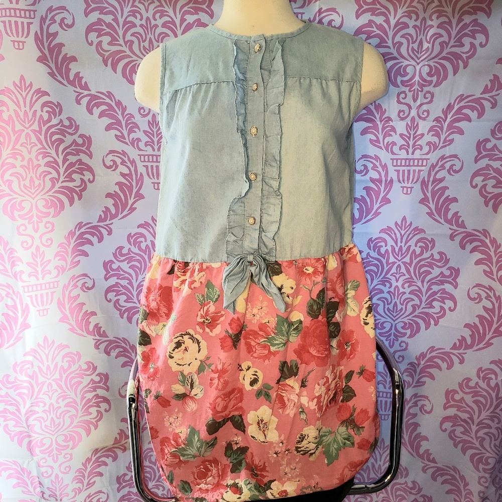 Pop real Denim and Florals Print Dress
